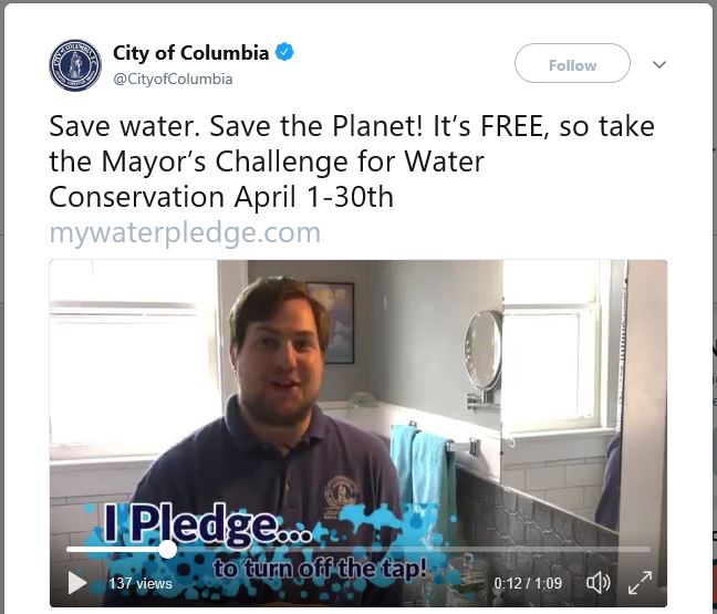 The City of Columbia took to Twitter to share testimonials from residents about its water conservation campaign.