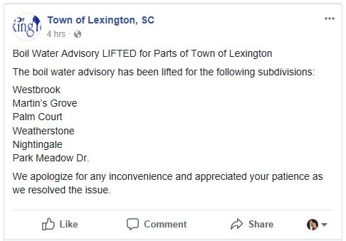 Town fo Lexington uses Twitter to issue a boil-water advisory